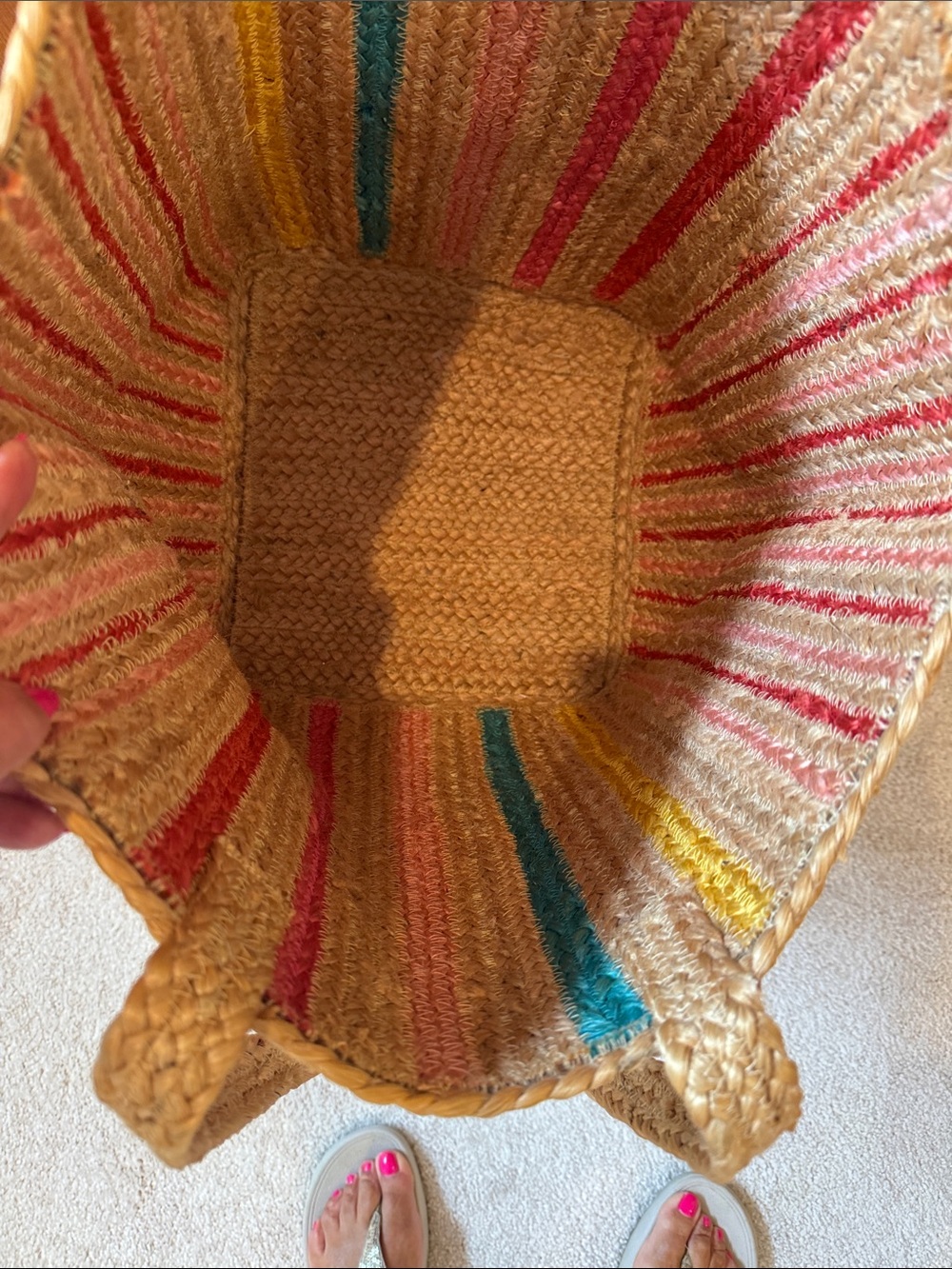Shiraleah Multicolor Striped Woven Tote - Pink, Coral, Teal, Yellow, Natural - Picture 4 of 5